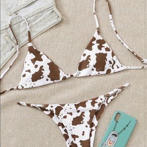 Cow Print Tanga Bikini Swimsuit